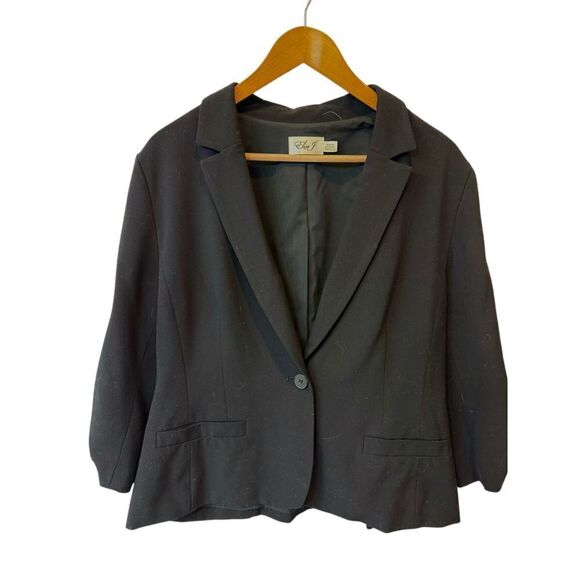 Eliza J Black Professional Single Button Stretch‎ Blazer Career Office Jacket XL - Picture 4 of 9